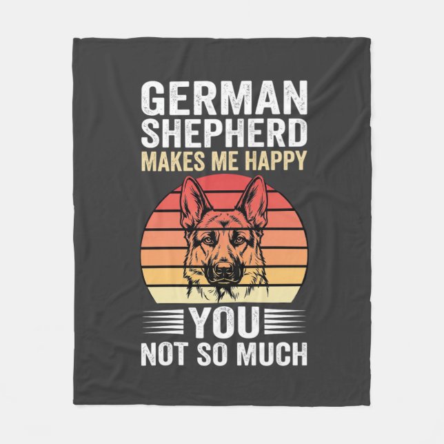 Tysk schäferhund Älskare Rolig Retro Fleecefilt (Framsidan)