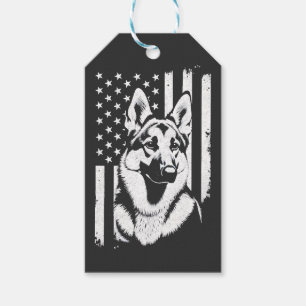 Tysk schäferhund-älskare USA Amerikansk flagga Presentetikett