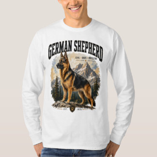 Tysk Schäferhund Älskare Vintage Berg Vildmark T Shirt