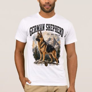 Tysk schäferhund Älskare Vintage Berg Vildmark T Shirt