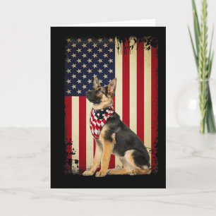 Tysk schäferhund amerikansk flagg skjorta oberoend kort