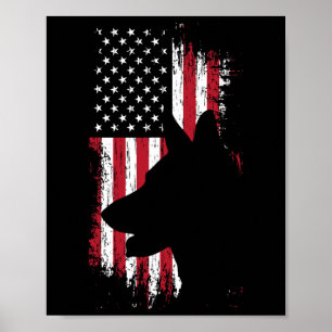 Tysk Schäferhund Amerikansk Flagga Tröja Usa Patri Poster