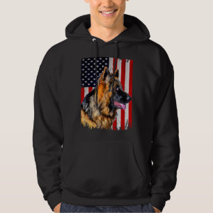 Tysk Schäferhund Amerikansk Flagga Tysk Schäferhun Hoodie