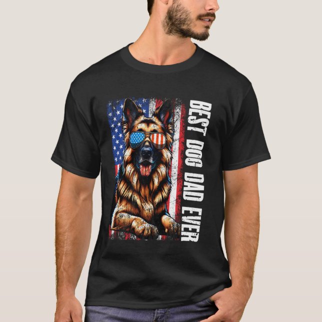 Tysk Schäferhund Bästa Hund Pappa Någon Gang Ameri T Shirt (Framsida)
