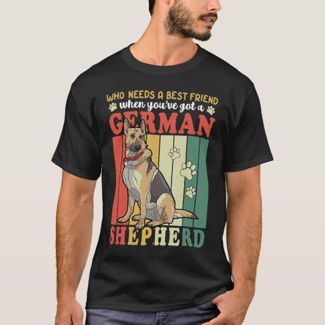 Tysk Schäferhund Bästa hundvän Retro Plus Size T Shirt (Framsida)