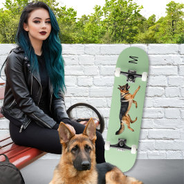 Tysk Schäferhund Bild Monogram Grön Mini Skateboard Bräda 18,5 Cm