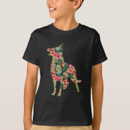 Tysk Schäferhund Blomma Rolig Hund Silhuett Blommi T Shirt