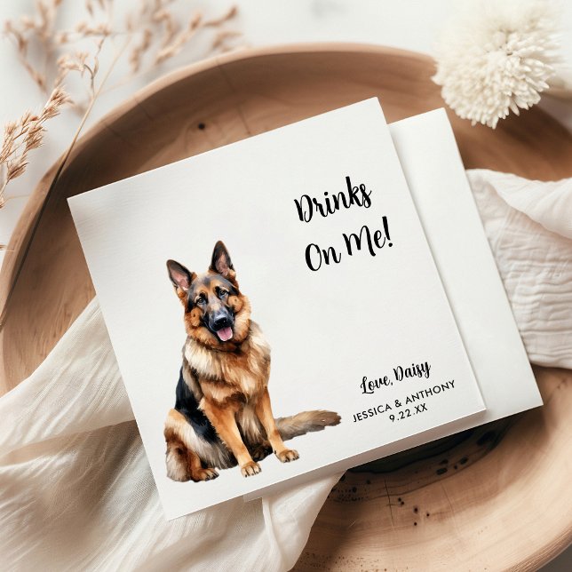 Tysk Schäferhund Bröllop  Pappersservett (Skapare uppladdad)