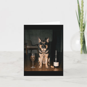 Tysk Schäferhund Dricker Champagne Roliga Pappor Kort