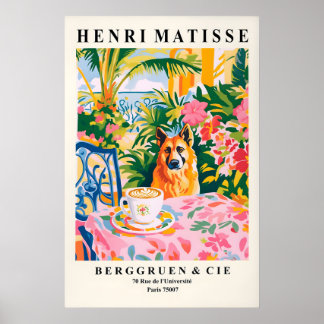 Tysk Schäferhund Dricker Kaffe Konsttryck Matisse Poster