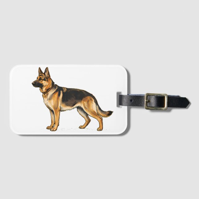 Tysk Schäferhund Dubbelsidig Kudd Bagagebricka (Framsida horisontal)
