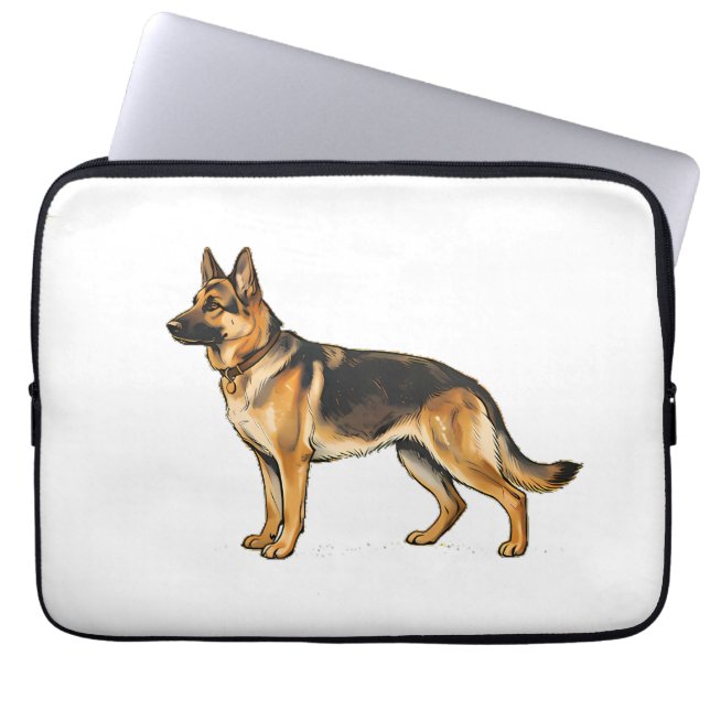 Tysk Schäferhund Dubbelsidig Kudd Laptop Fodral (Framsidan)
