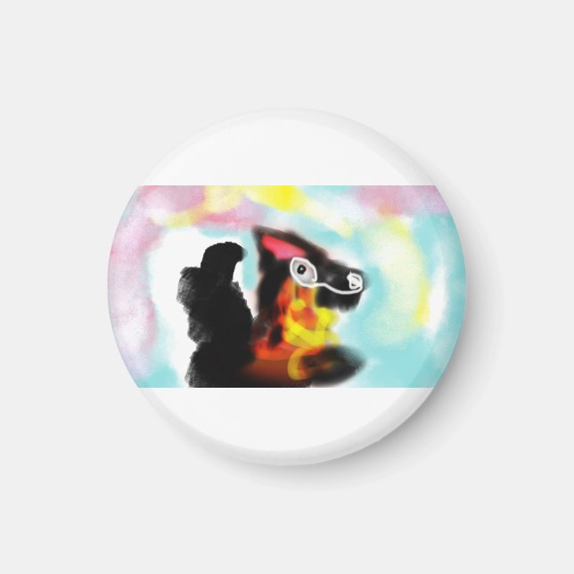 Tysk Schäferhund färgrik Magnet (Framsidan)