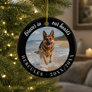 Tysk Schäferhund För Evigt I Våra Hjärtan Svart Julgransprydnad Keramik