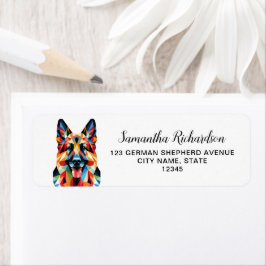 Tysk Schäferhund Geometrisk Returadressetikett Returadress Etikett