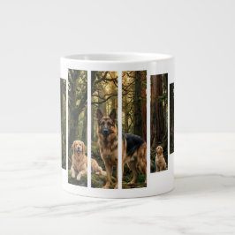 Tysk Schäferhund & Golden Retriever Natur väggkons Jumbo Mugg