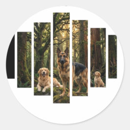 Tysk Schäferhund & Golden Retriever Natur Väggkons Runt Klistermärke