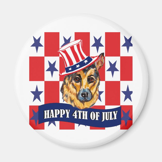 Tysk Schäferhund Gott nationaldag Magnet (Framsidan)