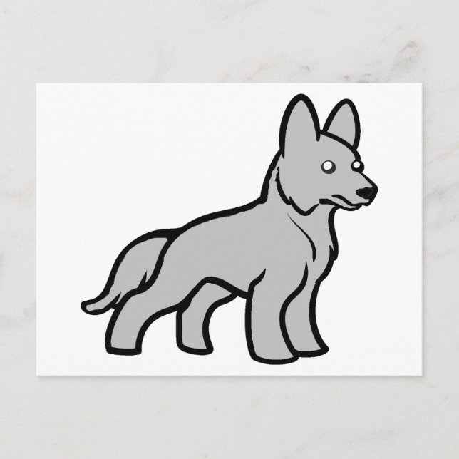 Tysk Schäferhund Grå Tecknad seriefigur Vykort (Framsida)