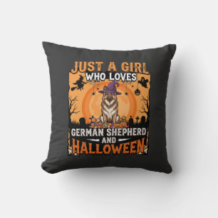 Tysk Schäferhund Halloween Flicka Häxa Hund Design Kudde
