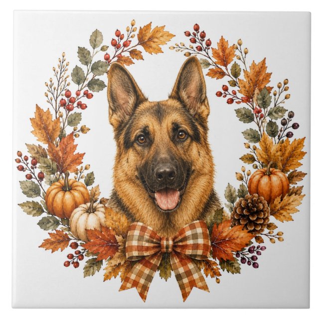 Tysk Schäferhund Höst Kakelplatta (Framsidan)