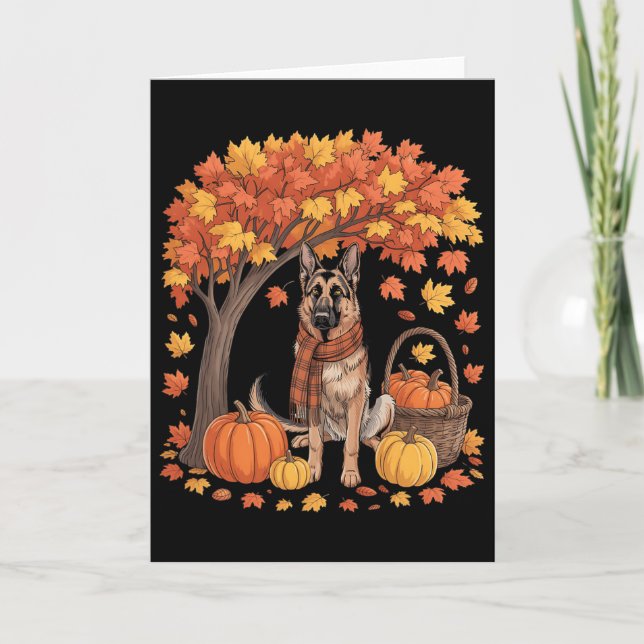 Tysk Schäferhund Höst Skärp Pumpkin Höst Än Kort (Framsida)