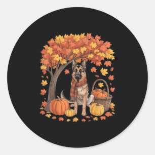 Tysk Schäferhund Höstskärp Pumpkin Höst Än Runt Klistermärke