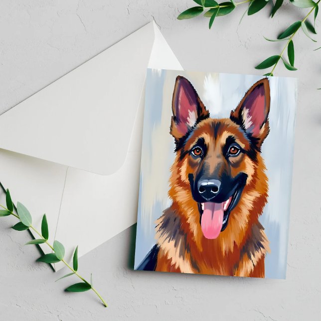 Tysk Schäferhund | Hund Vattenfärg Husdjur Kort (Skapare uppladdad)