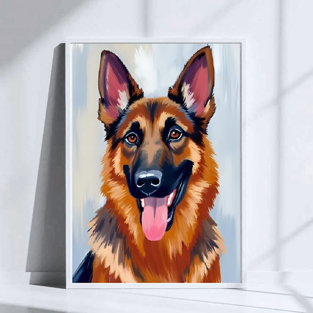 Tysk Schäferhund | Hund Vattenfärg Husdjur Poster (Skapare uppladdad)