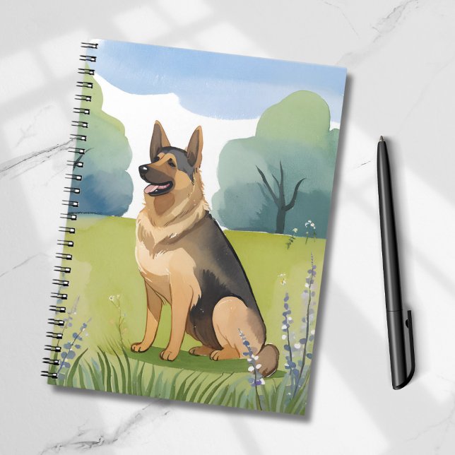 Tysk Schäferhund | Hund Vattenfärg Målning Anteckningsbok (Skapare uppladdad)