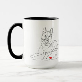 Tysk schäferhund husdjur linje konst med namn mugg