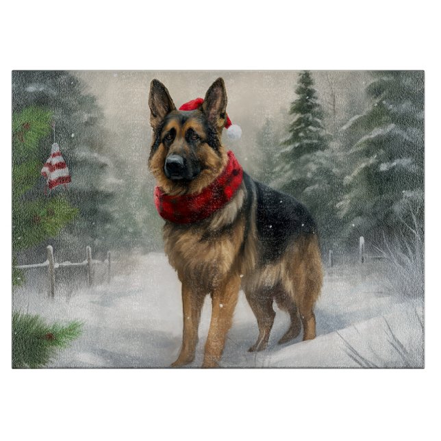 Tysk schäferhund i jul snö (Framsidan)