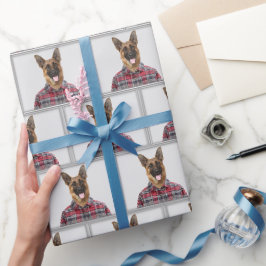 Tysk Schäferhund i Plaid Presentpapper