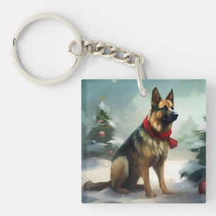 Tysk schäferhund i snö jul