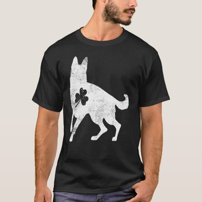 Tysk Schäferhund Irländsk C St Patrick Dag Hund T Shirt (Framsida)
