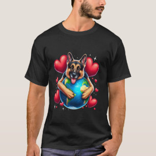 Tysk schäferhund jordens dag kram kärlek hund ägar t shirt