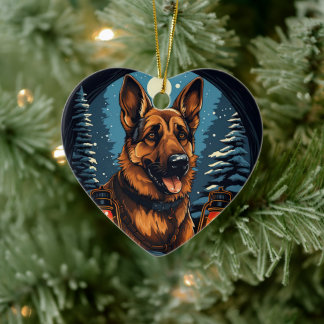Tysk schäferhund jul husdjur prydnad, hund älskare julgransprydnad keramik