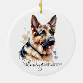 Tysk schäferhund jul minnes vattenfärg julgransprydnad keramik