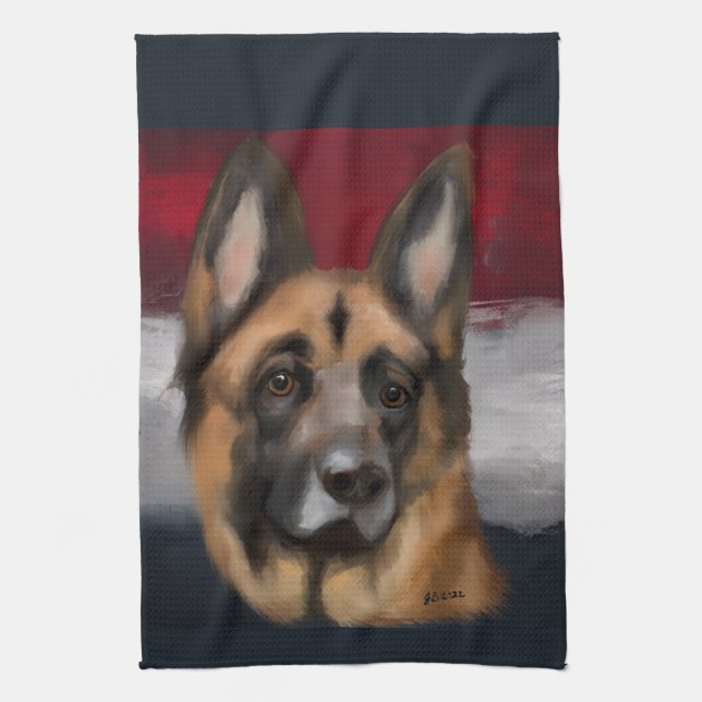 Tysk Schäferhund       Kökshandduk (Vertikal)