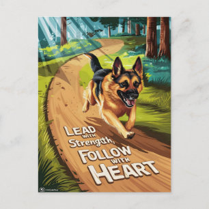 Tysk Schäferhund leder genom skogen Vykort
