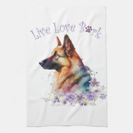 Tysk Schäferhund Mamma Blommig Kökshandduk