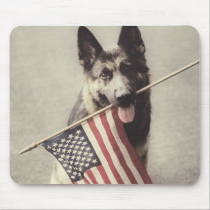 Tysk Schäferhund med amerikansk flagga Musmatta