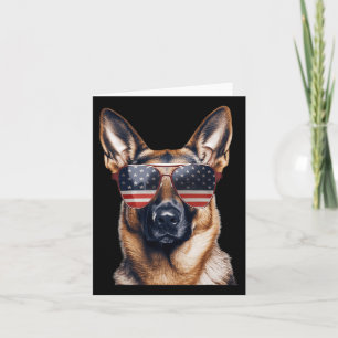 Tysk Schäferhund Med Amerikansk Flagga Självständi Kort