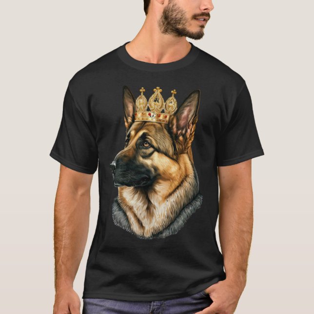 Tysk schäferhund med guldkrona t shirt (Framsida)