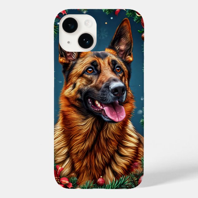 Tysk Schäferhund med juldekoration (Baksida)
