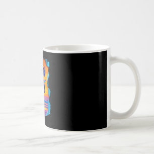 Tysk schäferhund med solglasögon solnedgång tropis kaffemugg