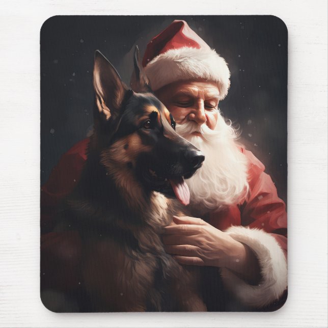 Tysk Schäferhund med Tomte Festlig Jul Musmatta (Framsidan)