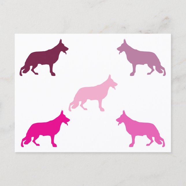 Tysk Schäferhund minimalt mönster magenta  Vykort (Framsida)