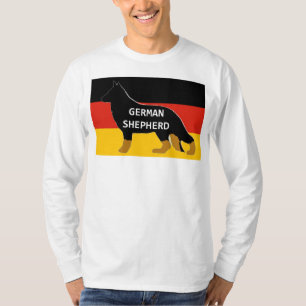 tysk schäferhund namn silhuett på tvåfärgad flagga t shirt