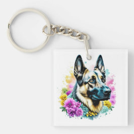 Tysk Schäferhund och blommor ai konst Personlig